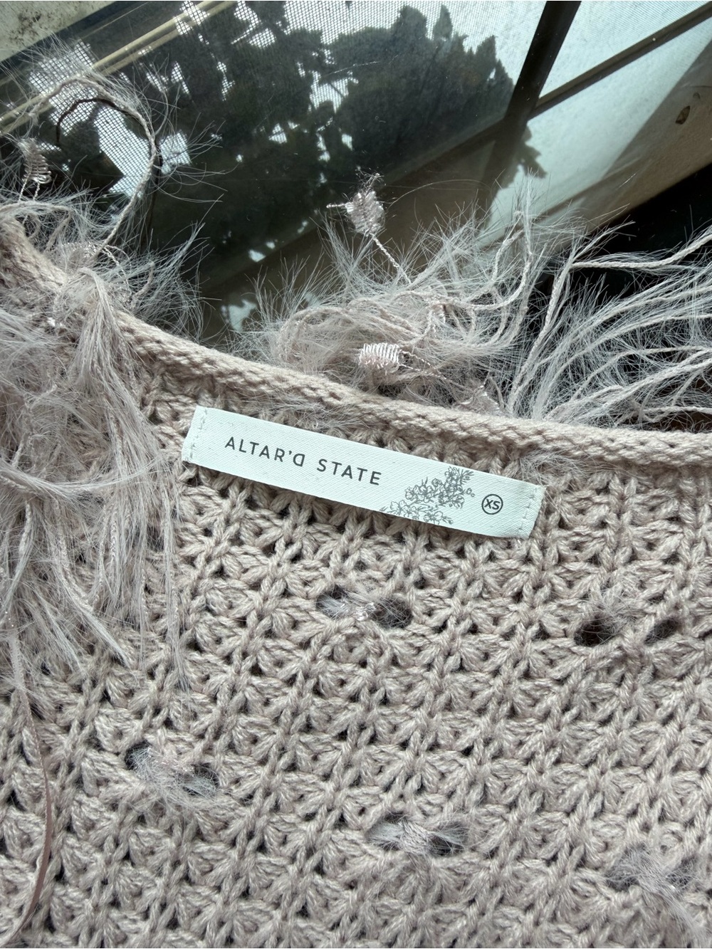 Altar'd State Blush Fringe Shag Cardigan Duster Layering Piece - Picture 5 of 7